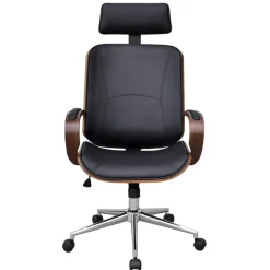 Hot vidaXL Kontorsstol snurr med nackstöd och konstläderklädsel Bentwood Svart och brun