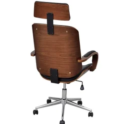 Hot vidaXL Kontorsstol snurr med nackstöd och konstläderklädsel Bentwood Svart och brun