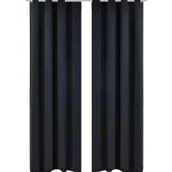 vidaXL 2-pack a mörkläggningsgardiner med metallringar 135 x 245 cm Svart