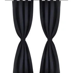 vidaXL 2-pack a mörkläggningsgardiner med metallringar 135 x 245 cm Svart