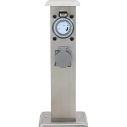 Outlet vidaXL Pelare i rostfritt stål med utomhusuttag och timer Silver