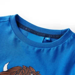 T-shirt med långa ärmar för barn koboltblå 116