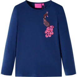 vidaXL T-shirt med långa ärmar för barn marin 104 Blå