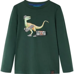 T-shirt med långa ärmar för barn mörkgrön 92