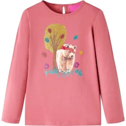 T-shirt med långa ärmar för barn gammelrosa 116