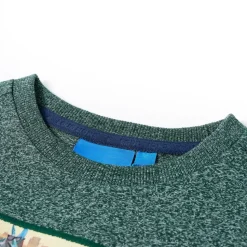 T-shirt med långa ärmar för barn mörkgrön melange 104