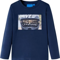 Discount vidaXL T-shirt med långa ärmar för barn melange 104 Marinblå