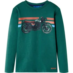 T-shirt med långa ärmar för barn mörkgrön 92
