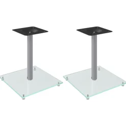 vidaL Högtalarstativ 2 st härdat glas 3-pelardesign silver
