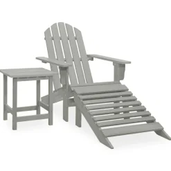 vidaXL Adirondackstol med fotpall och bord massivt granträ