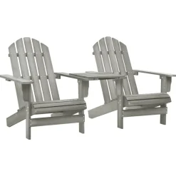 Best vidaXL Adirondackstolar med bord massivt granträ Grå
