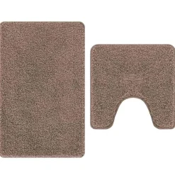 Best vidaXL Antisklid badmatta set 2 pcs PP Brun