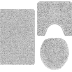 Best vidaXL Antisklid badmatta set 3 pcs PP Grå