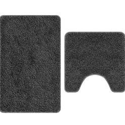 vidaXL Antisklid badmatta set 2 pcs Mörkgrå PP