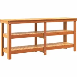 vidaXL Arbetsbänk med hylla 181,5 x 50 x 80 cm Massiv furu Vaxbrun