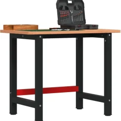 vidaXL Arbetsbänk 100x60x81,5 cm massiv bok rektangulär