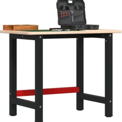 vidaXL Arbetsbänk 100x60x81,5 cm massiv ek rektangulär