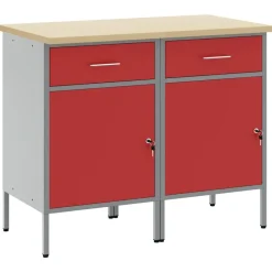vidaXL Arbetskabinett med låda 2 pcs Röd och Grå 100 x 55 x 85 cm