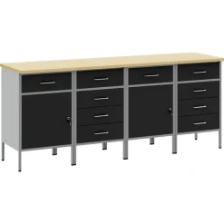 New vidaXL Arbetskabinett med låda 4 pcs och Grå 200 x 55 x 85 cm Svart