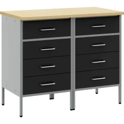 Online vidaXL Arbetskabinett med låda 2 pcs och Grå 100 x 55 x 85 cm Svart