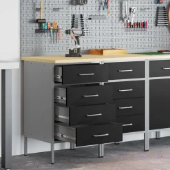 Online vidaXL Arbetskabinett med låda 2 pcs och Grå 100 x 55 x 85 cm Svart