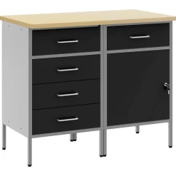 vidaXL Arbetskabinett med låda 2 pcs Svart och Grå 100 x 55 x 85 cm