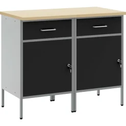 vidaXL Arbetskabinett med låda 2 pcs och Grå 100 x 55 x 85 cm Svart