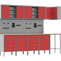 vidaXL Arbetskabinett Set med låda med hylla 12 pcs Svart och Grå