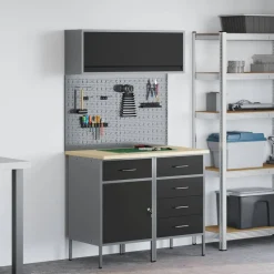 vidaXL Arbetskabinett Set med låda med hylla med lagring 5 pcs Svart