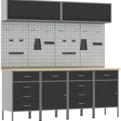 New vidaXL Arbetskabinett Set med låda med lagring med lås 10 pcs Svart