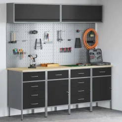 New vidaXL Arbetskabinett Set med låda med lagring med lås 10 pcs Svart