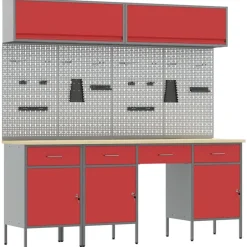 Sale vidaXL Arbetskabinett Set med låda med lagring med lås 10 pcs Röd