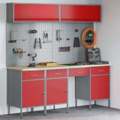 Sale vidaXL Arbetskabinett Set med låda med lagring med lås 10 pcs Röd