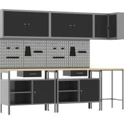 Outlet vidaXL Arbetskabinett Set med låda med hylla 10 pcs och Grå Svart