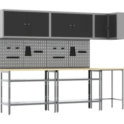 Outlet vidaXL Arbetskabinett Set med hylla med lagring 10 pcs och Grå Svart