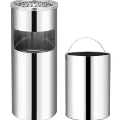 Outlet vidaXL Askfat/soptunna 30 L rostfritt stål Silver