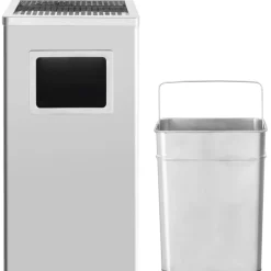 Outlet vidaXL Askfat/soptunna 45 L rostfritt stål Silver