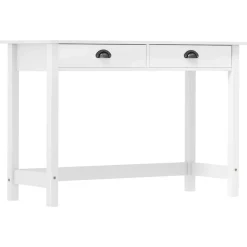 Best vidaXL Avlastningsbord Hill med 2 lådor 110x45x74 cm massiv furu Vit