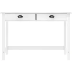 Best vidaXL Avlastningsbord Hill med 2 lådor 110x45x74 cm massiv furu Vit