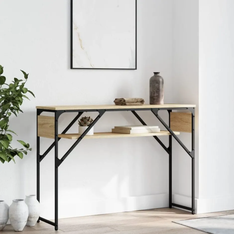 Hot vidaXL Avlastningsbord med hylla sonoma-ek 105x30x75cm konstruerat trä Sonoma ek