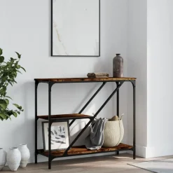 vidaXL Avlastningsbord rökfärgad ek 88,5x30x75 cm konstruerat trä