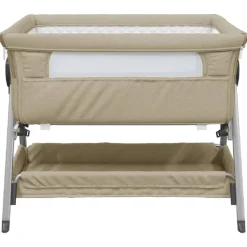 New vidaXL Babysäng med madrass linnetyg Taupe