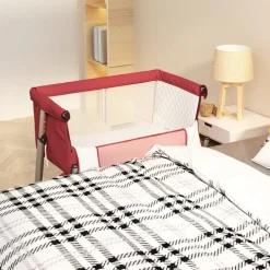 Clearance vidaXL Babysäng med madrass linnetyg Röd