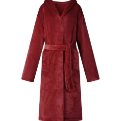 vidaXL Badräkt Hoodie Bordeaux Röd s Flanell
