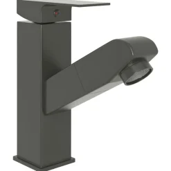 New vidaXL Badrumsblandare med utdragbar pip 157x172 mm Grå
