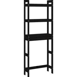 vidaXL Badrumshylla svart 63x26x171 cm massiv furu