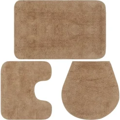 New vidaXL Badrumsmattor 3 st tyg Beige