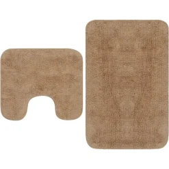 Hot vidaXL Badrumsmattor 2 st tyg Beige