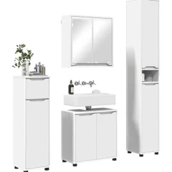 Sale vidaXL Badrumsmöbelset med låda med hylla 4 pcs Konstruerat trä Vit
