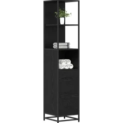 Best vidaXL Badrumsmöbelset 35 x 37,5 x 166 cm Konstruerat trä Svart ek